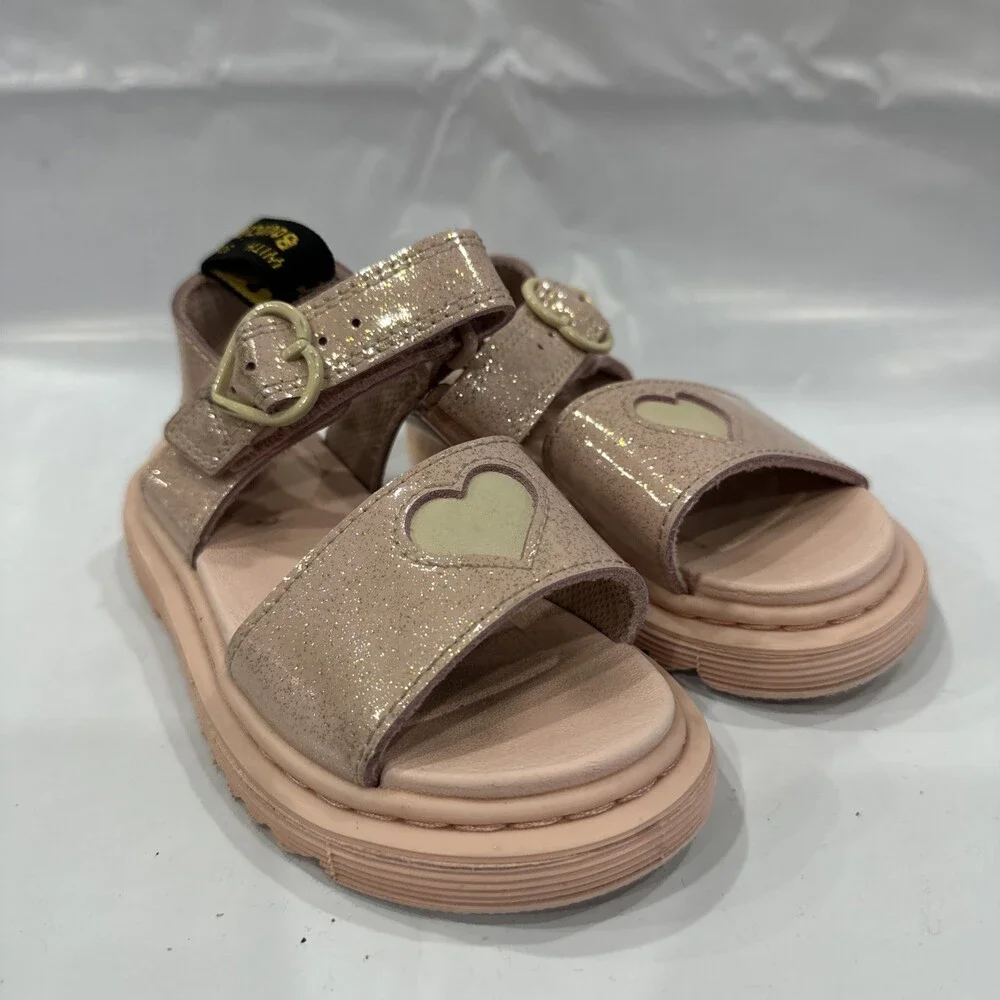 Dr. Martens Marlowe Hearts Sandals Toddlers Girls 9 Powder Pink Glitter EBS2723